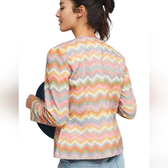 Anthropologie Blank London Metallic Chevron Jacket Blazer - Picture 3 of 9